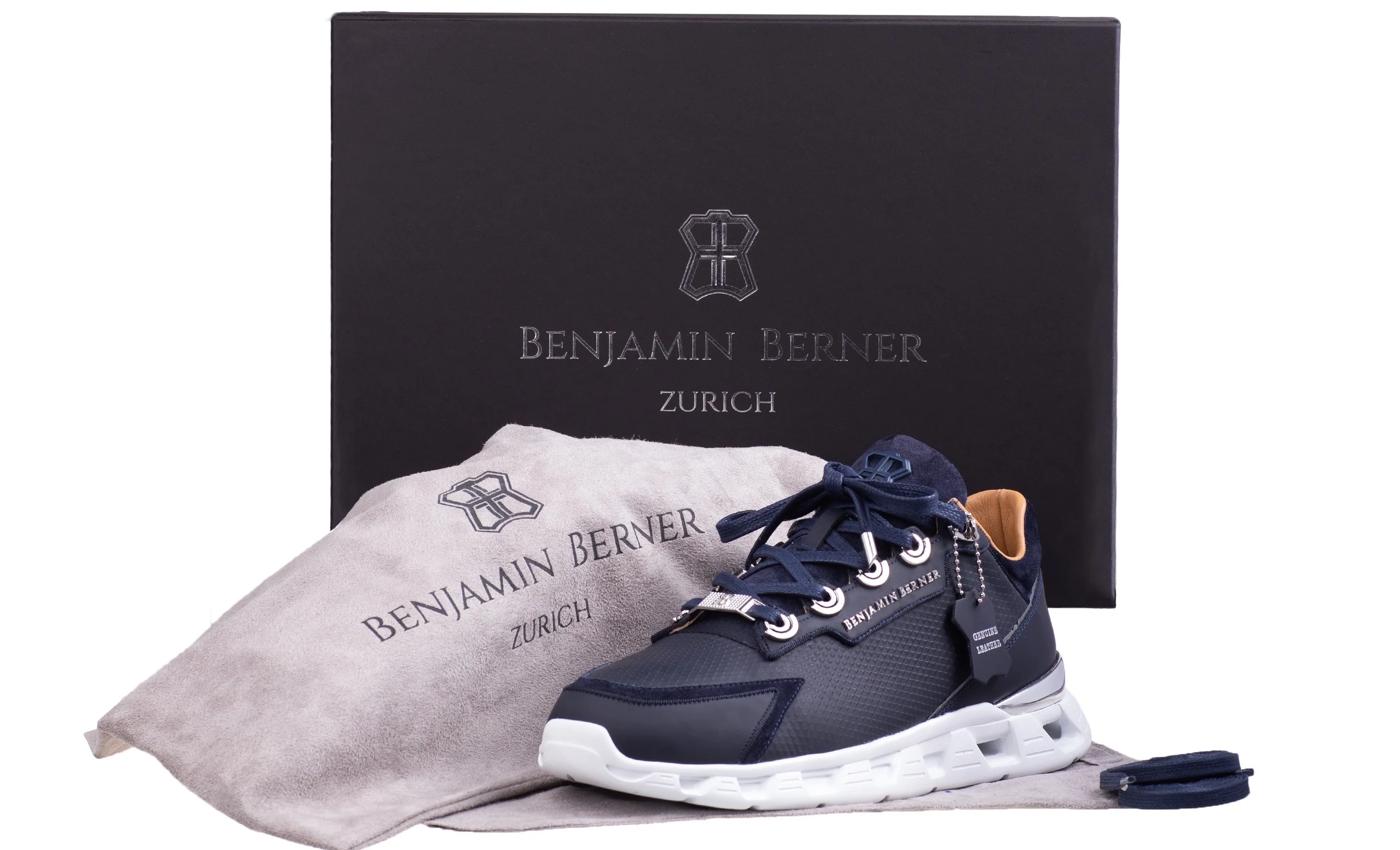 BNJ RAZOR HIGH-TECH RUNNER NAVY TRIANGLE EMBOSSED MATT NAPPA - Image 3