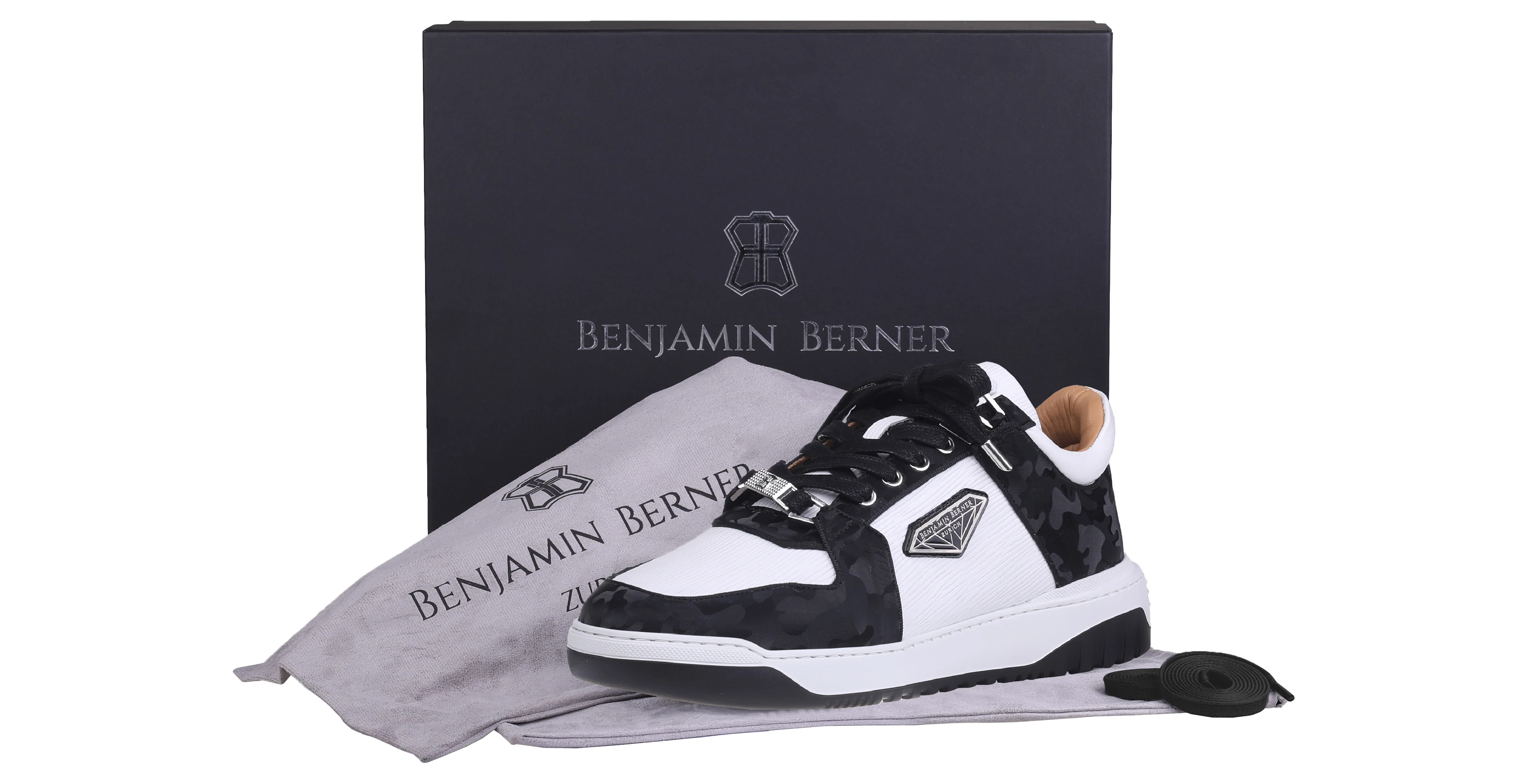 BNJ SIGMA Low-Top BLACK REFLECTIVE CAMOUFLAGE- WHITE 3D WAVE - Image 4