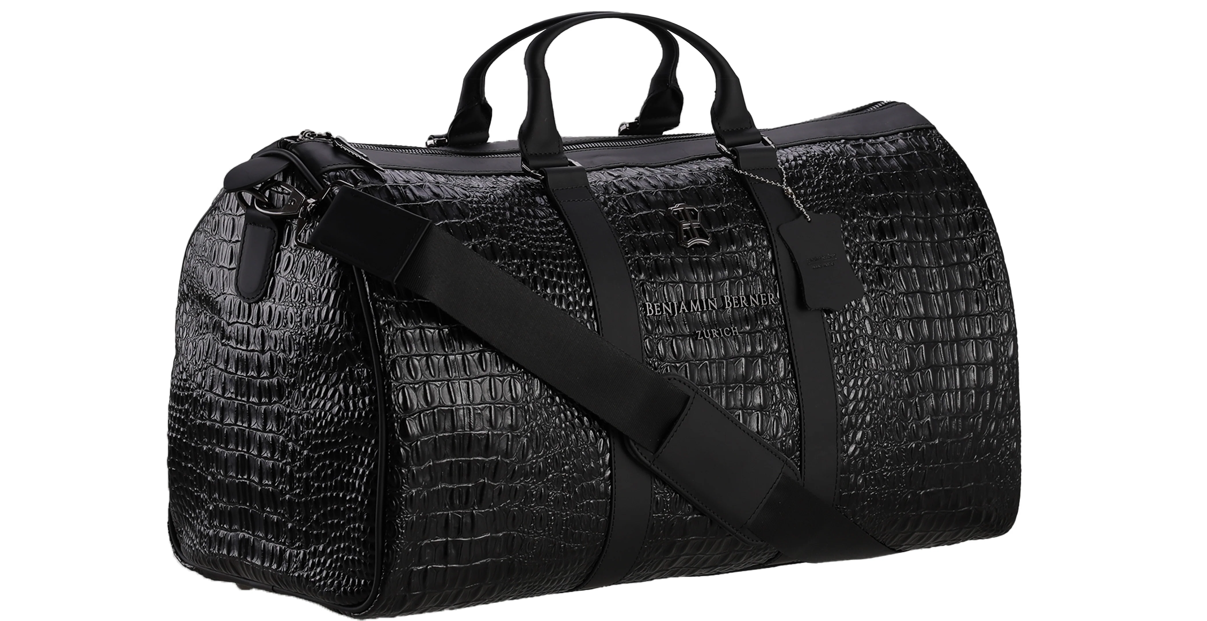 BNJ TRAVEL BAG BLACK ALLIGATOR EFFECT CALFSKIN - Image 2