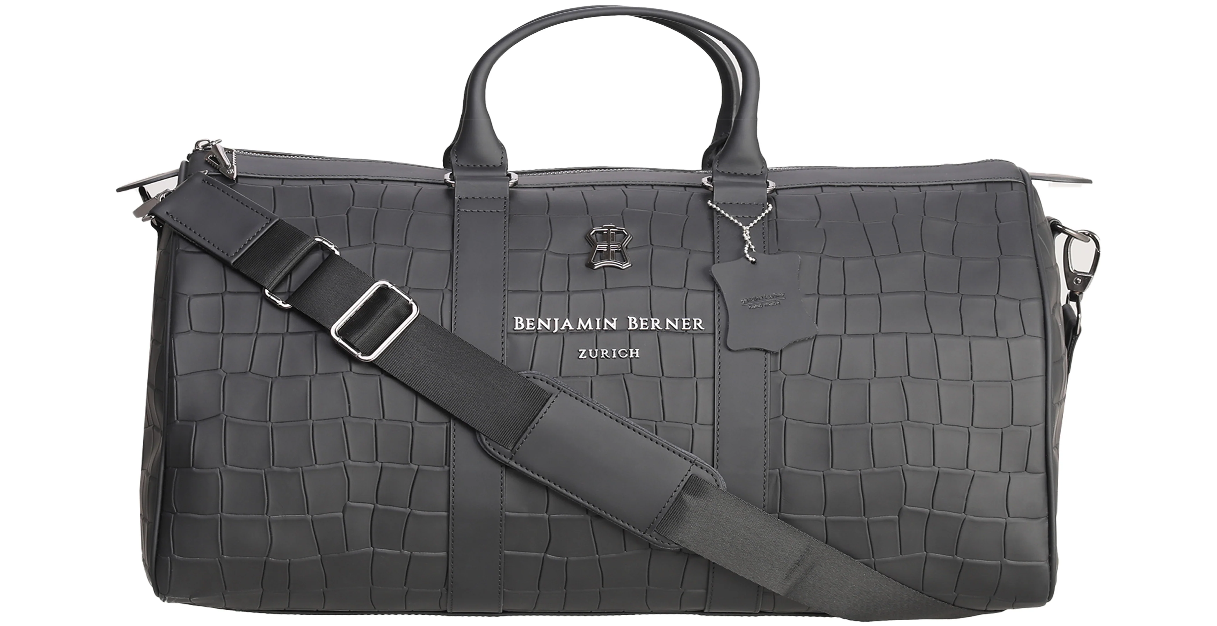 BNJ TRAVEL BAG BLACK MATT CROCODILE CALFSKIN