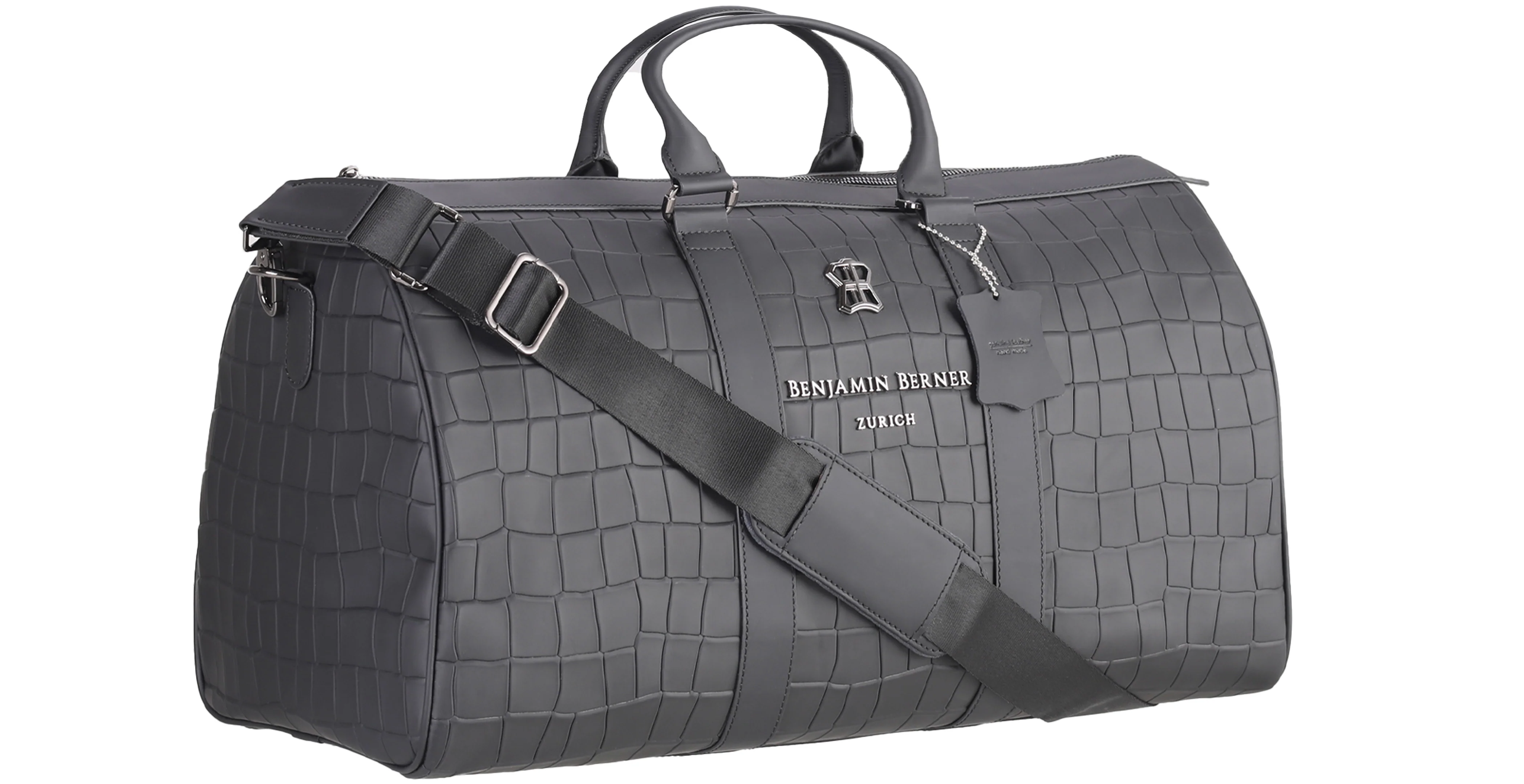 BNJ TRAVEL BAG BLACK MATT CROCODILE CALFSKIN - Image 2