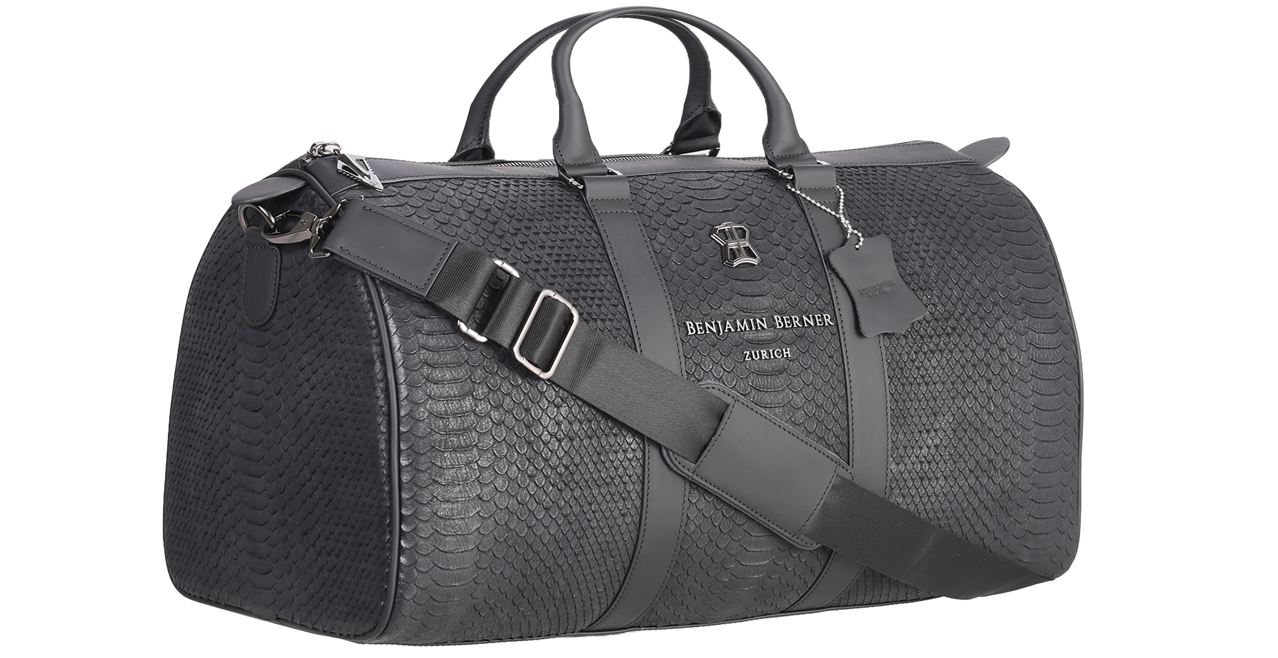 BNJ TRAVEL BAG BLACK PYTHON CUT MATT NAPPA - Image 2