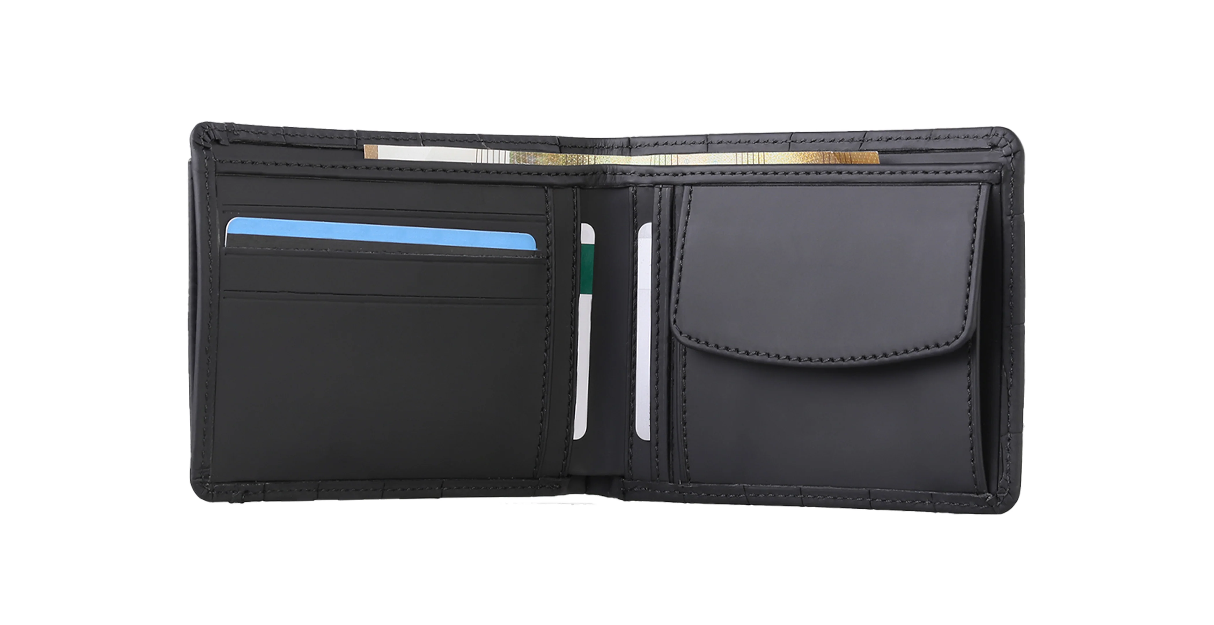 BNJ WALLET WITH SEPARATE CARD HOLDER BLACK MATT CROCODILE CALFSKIN - Image 3