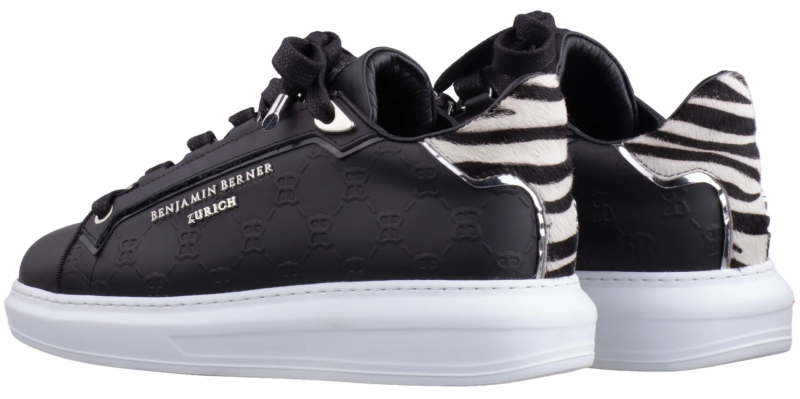 BNJ WOMEN'S ACHILLE BLACK MONOGRAM-ZEBRA PRINT CALF HAIR - Image 3