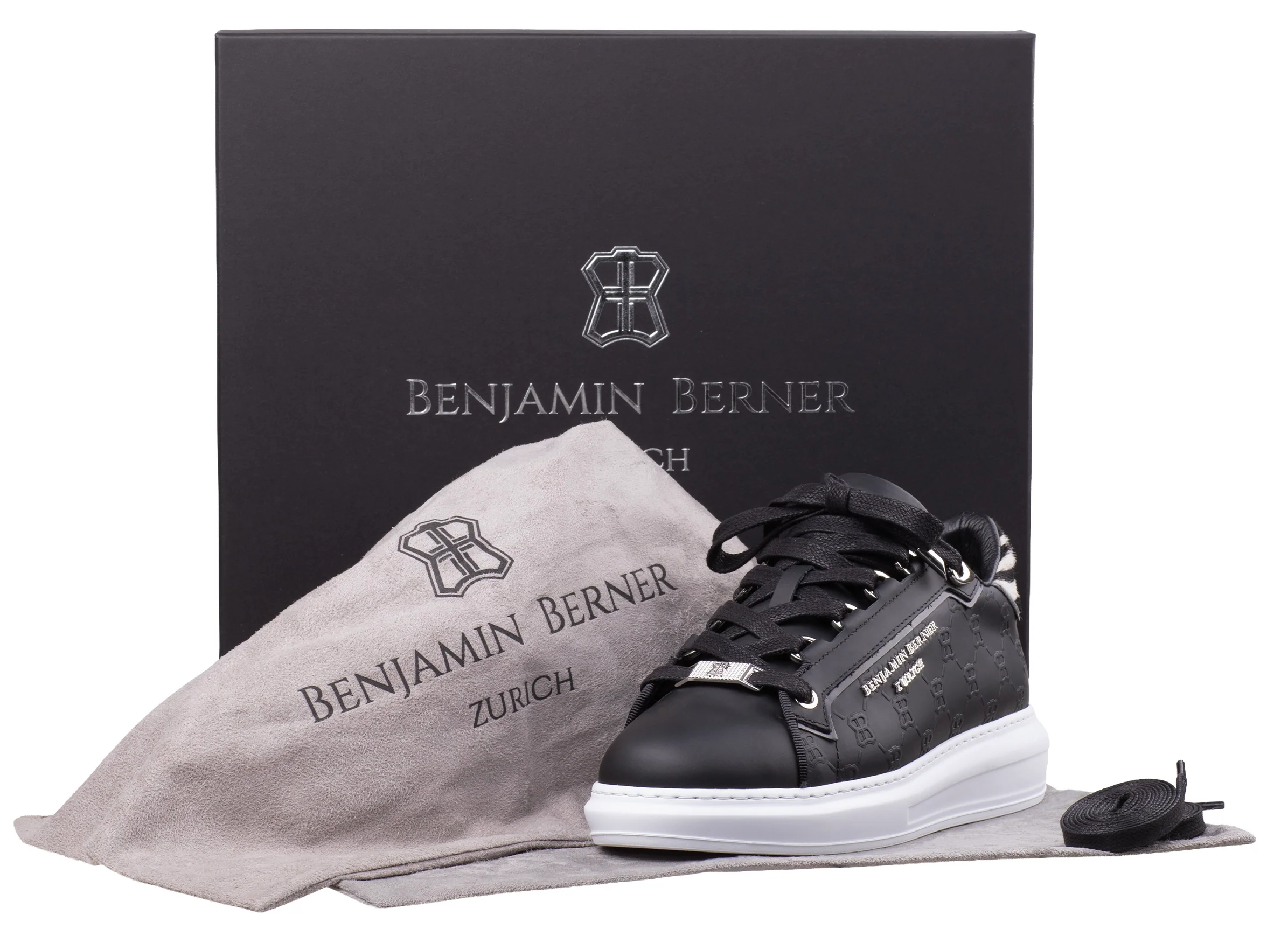 BNJ WOMEN'S ACHILLE BLACK MONOGRAM-ZEBRA PRINT CALF HAIR - Image 4