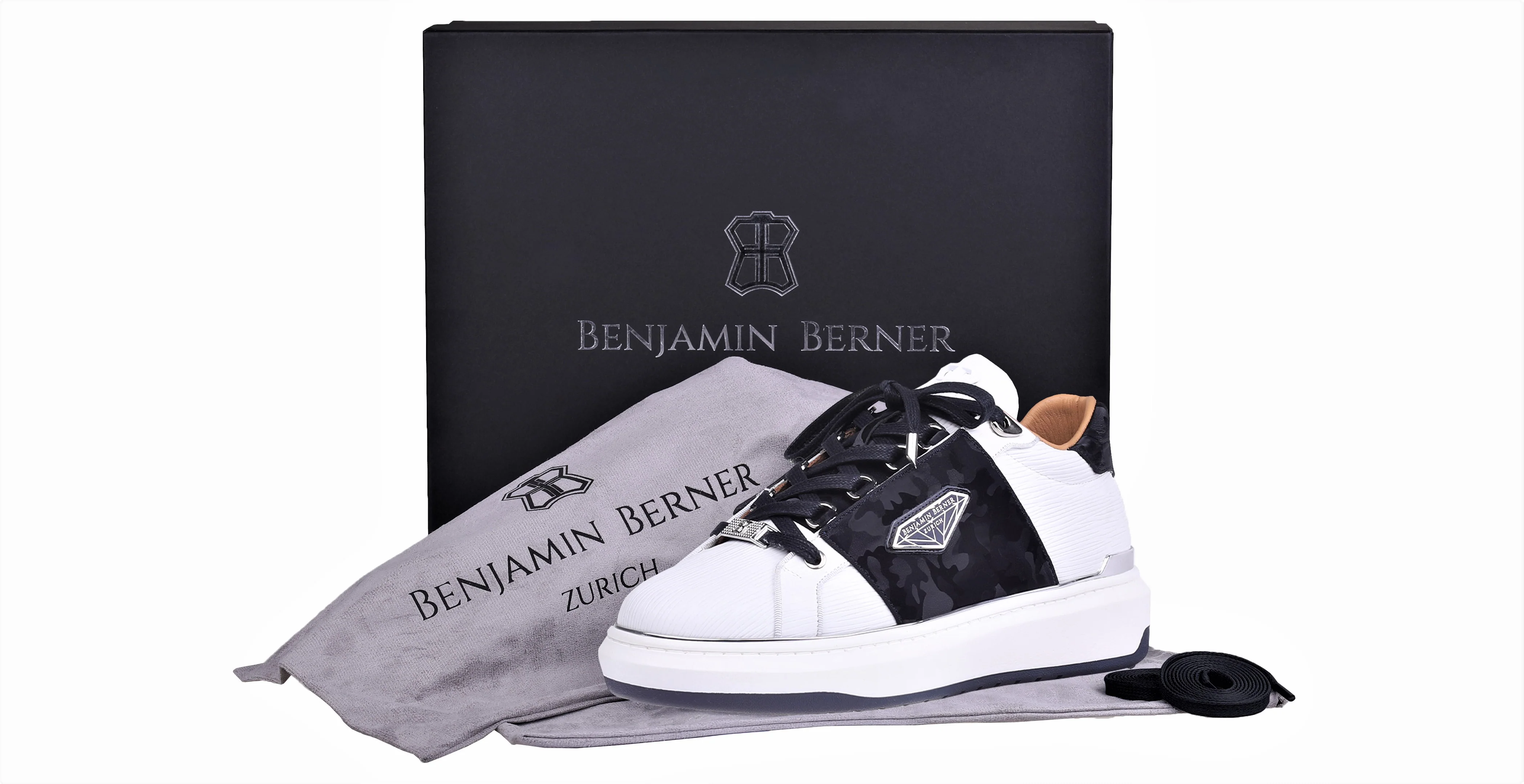 BNJ LUCAS Low-Top 3D WAVE WHITE NAPPA- NAVY REFLECTIVE CAMOUFLAGE - Image 4