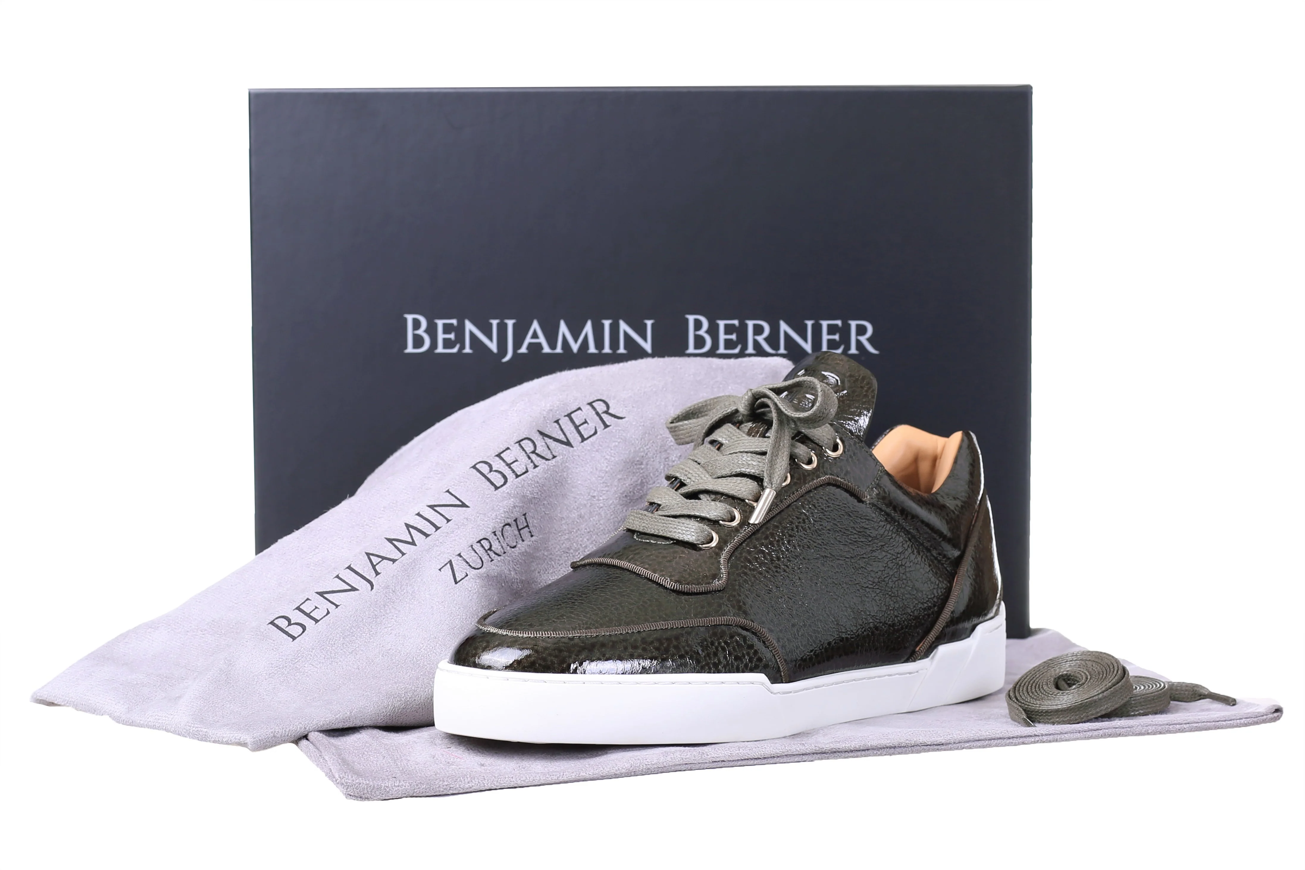 Low-Top DARK OLIVE WASHED PATENT CALFSKIN - Image 4