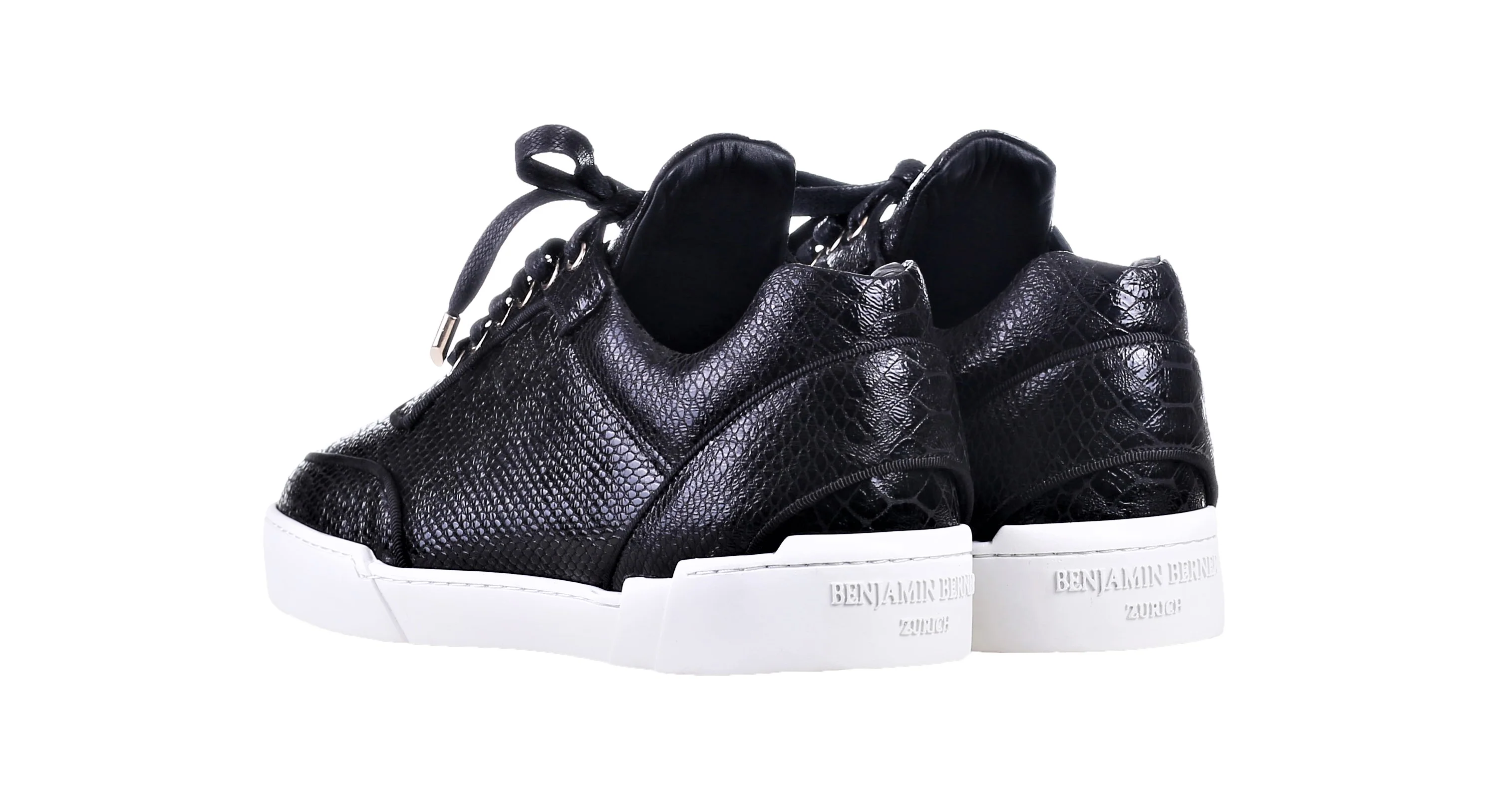Low-Top BLACK PYTHON EFFECT WASHED CALFSKIN - Image 3