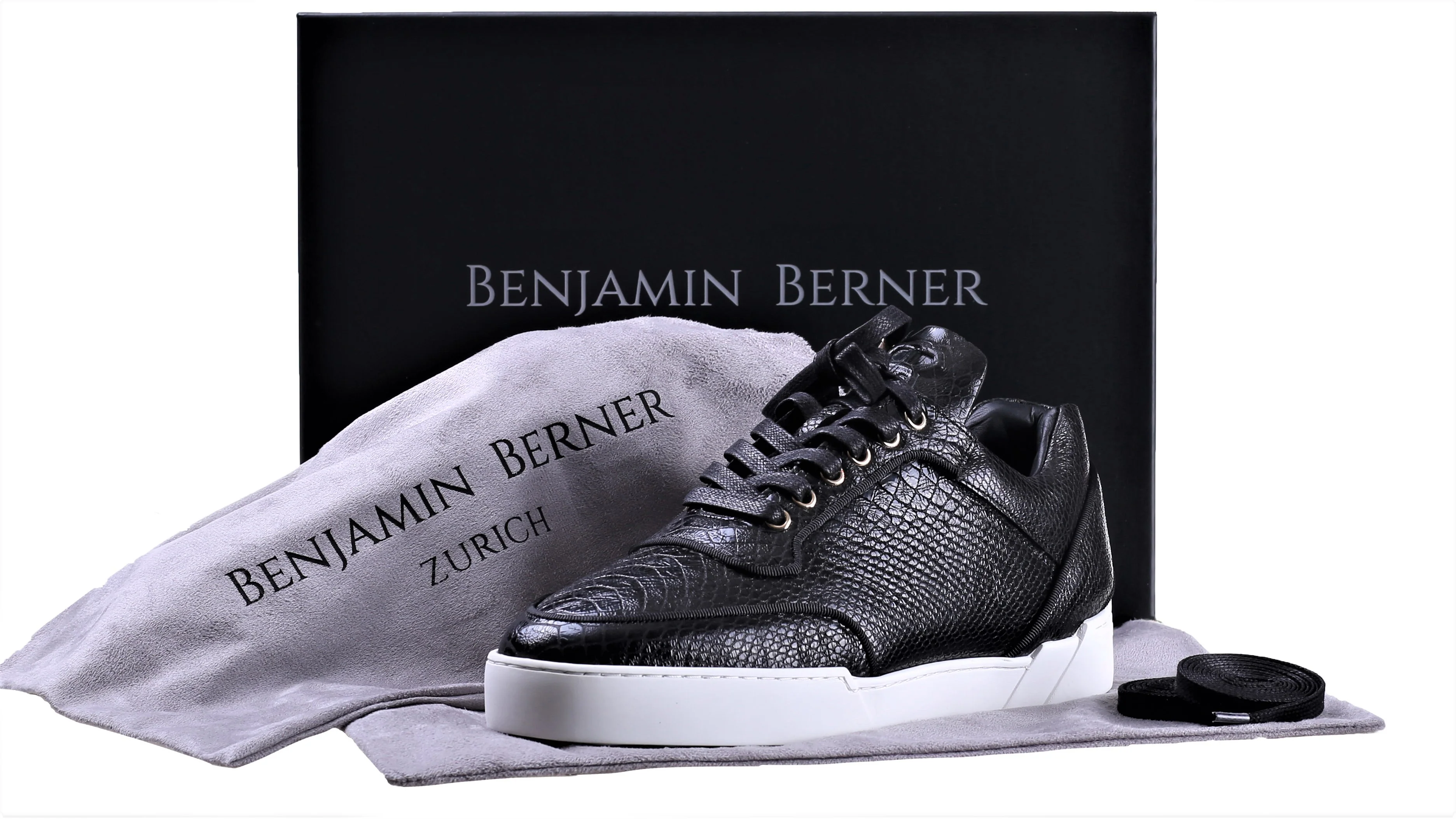 Low-Top BLACK PYTHON EFFECT WASHED CALFSKIN - Image 4