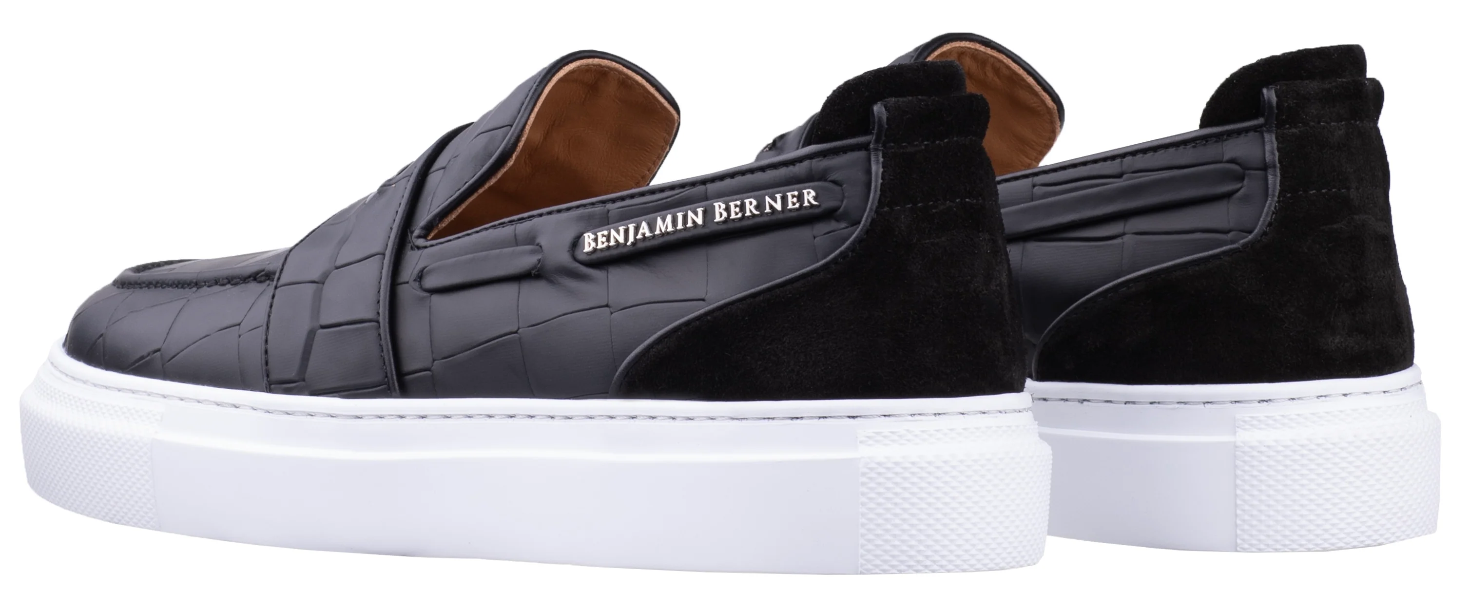 BNJ ENZO BLACK CROCODILE EFFECT CALFSKIN PENNY LOAFER - Image 4