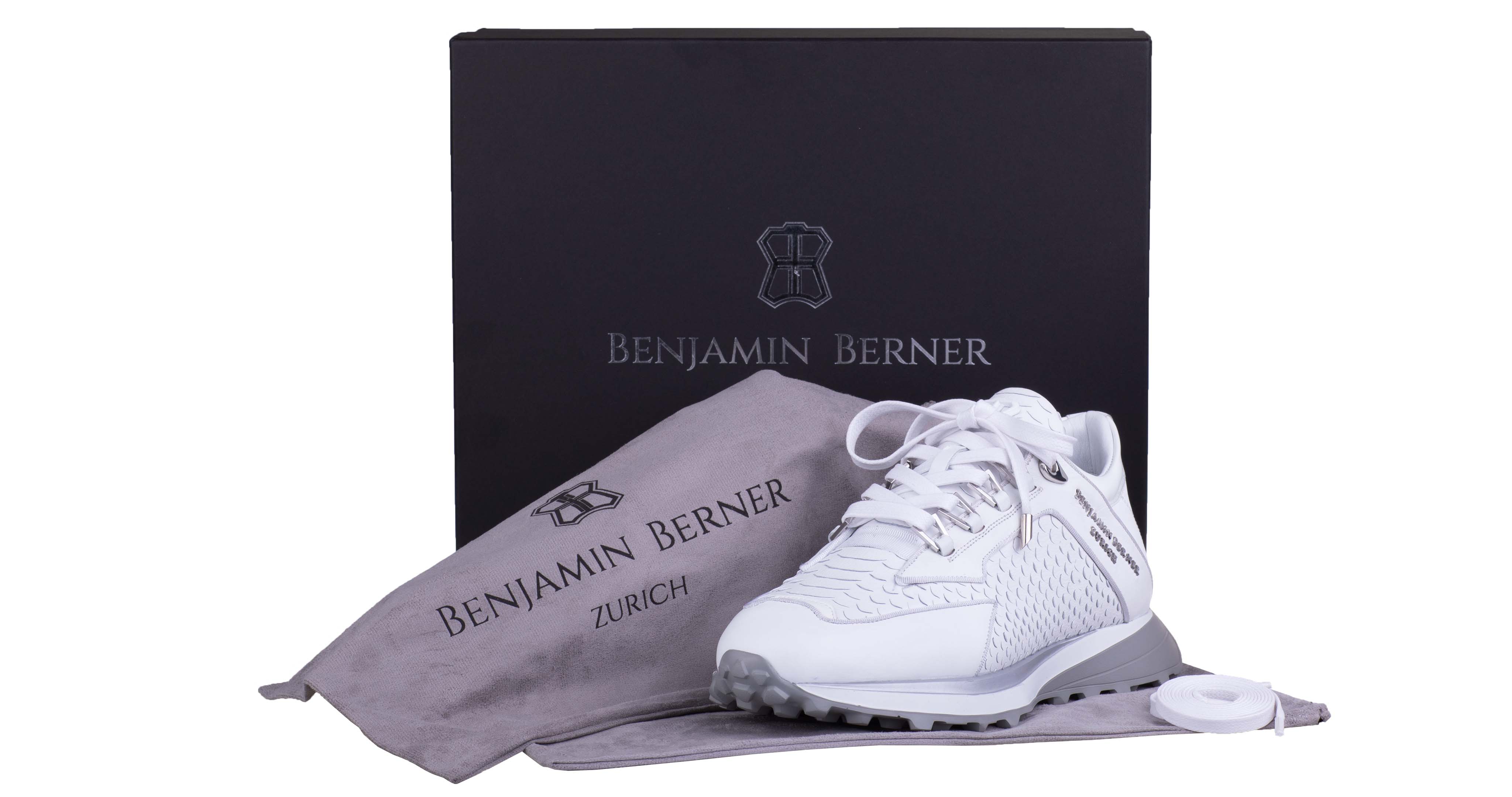 LOW-TOP BNJ ALPHA RUNNER ALL WHITE PYTHON CUT-MATT NAPPA - Image 3