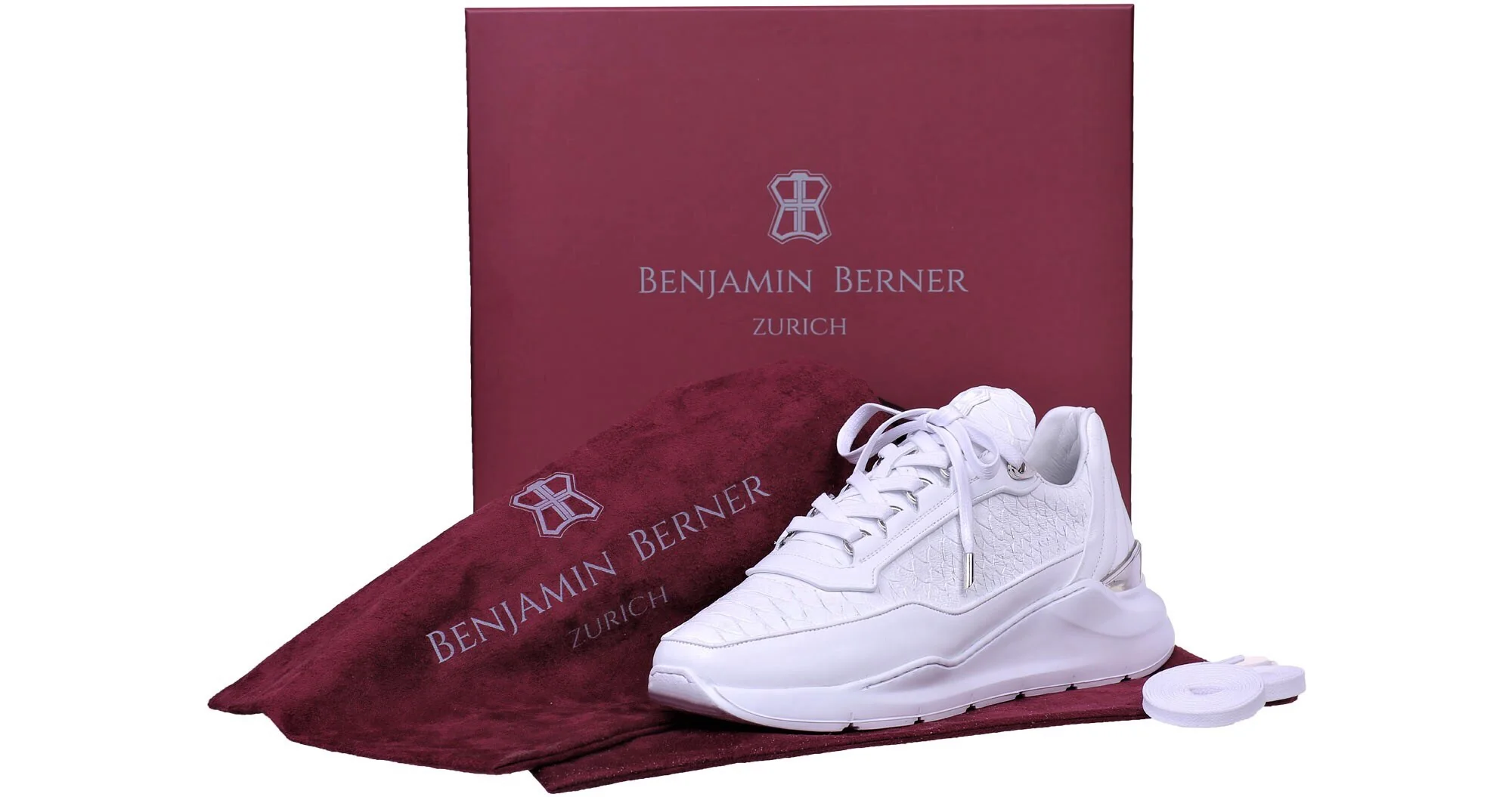 LOW-TOP BNJ HECTOR RUNNER ALL WHITE PYTHON CUT NAPPA - Image 3