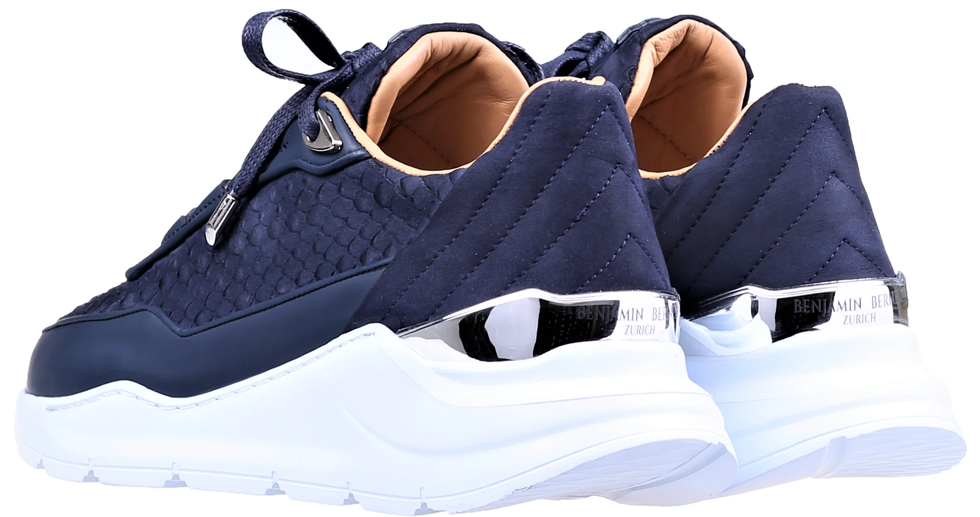 Women's Low-Top BNJ HECTOR RUNNER  NAVY BLUE PYTHON CUT -MATT NAPPA - Image 3