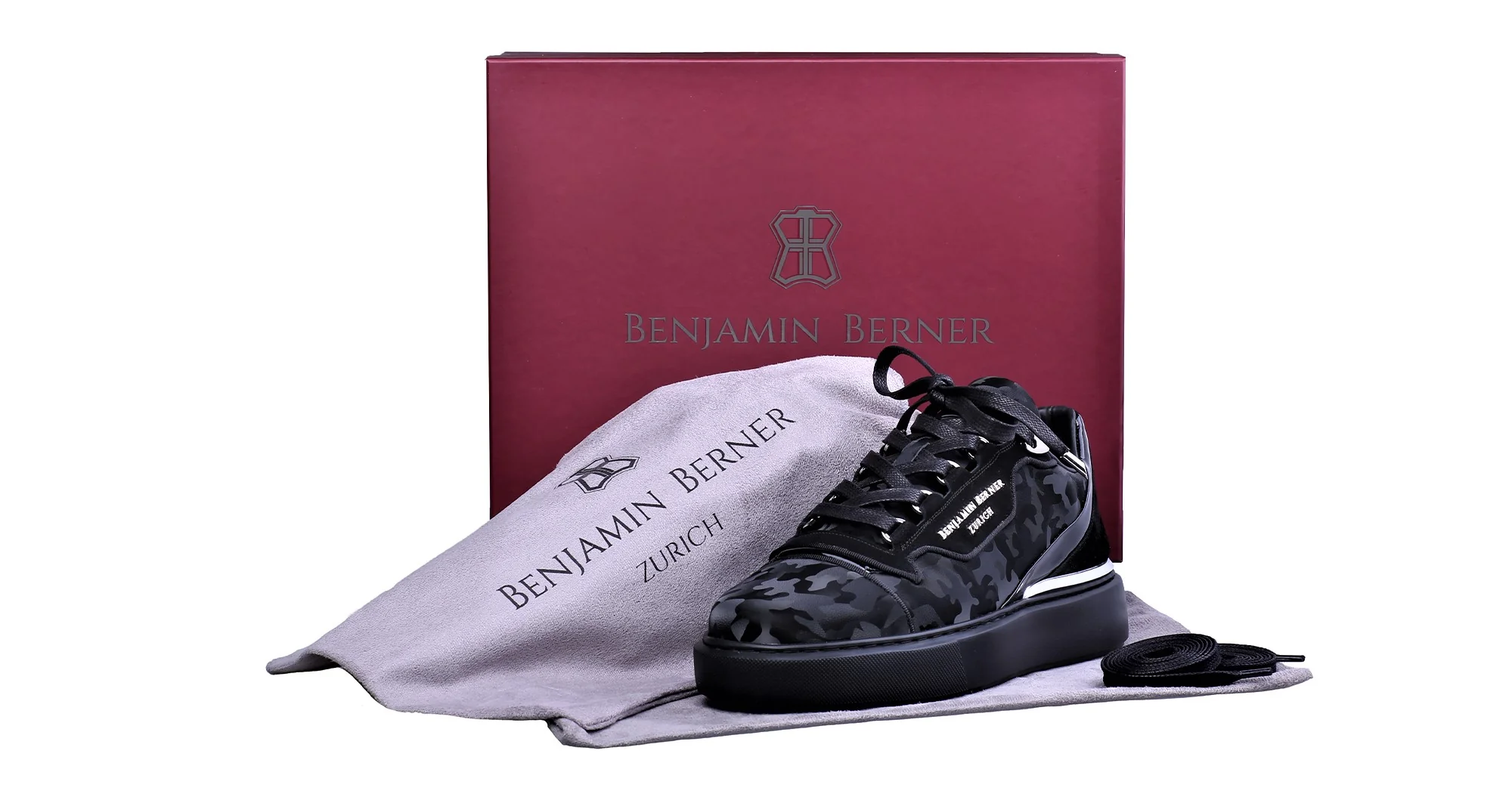 Women's Low-Top BNJ RAPHAEL ALL BLACK REFLECTIVE CAMOUFLAGE CALFSKIN - Image 4