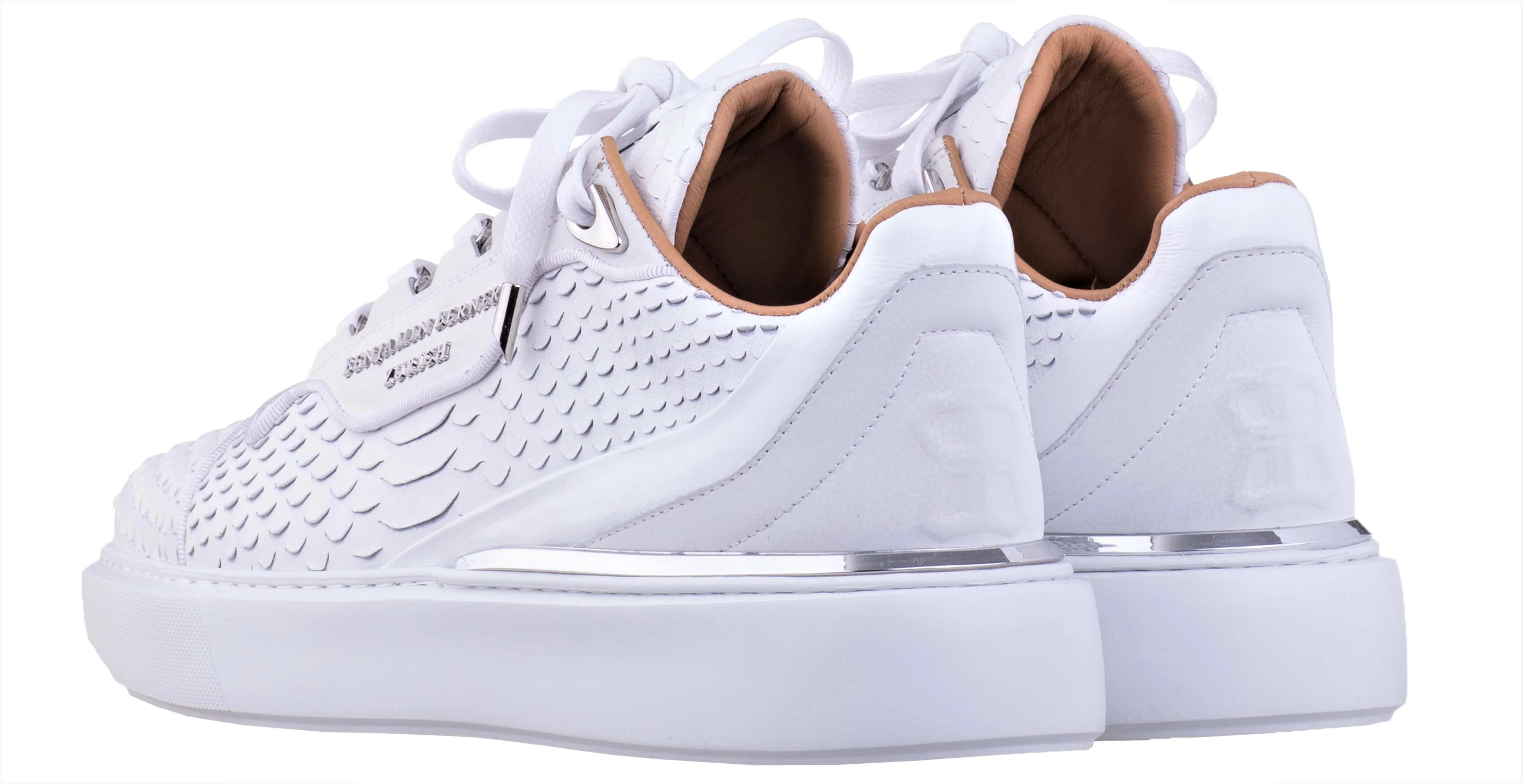 Women's Low-Top BNJ RAPHAEL ALL WHITE PYTHON CUT - Image 3