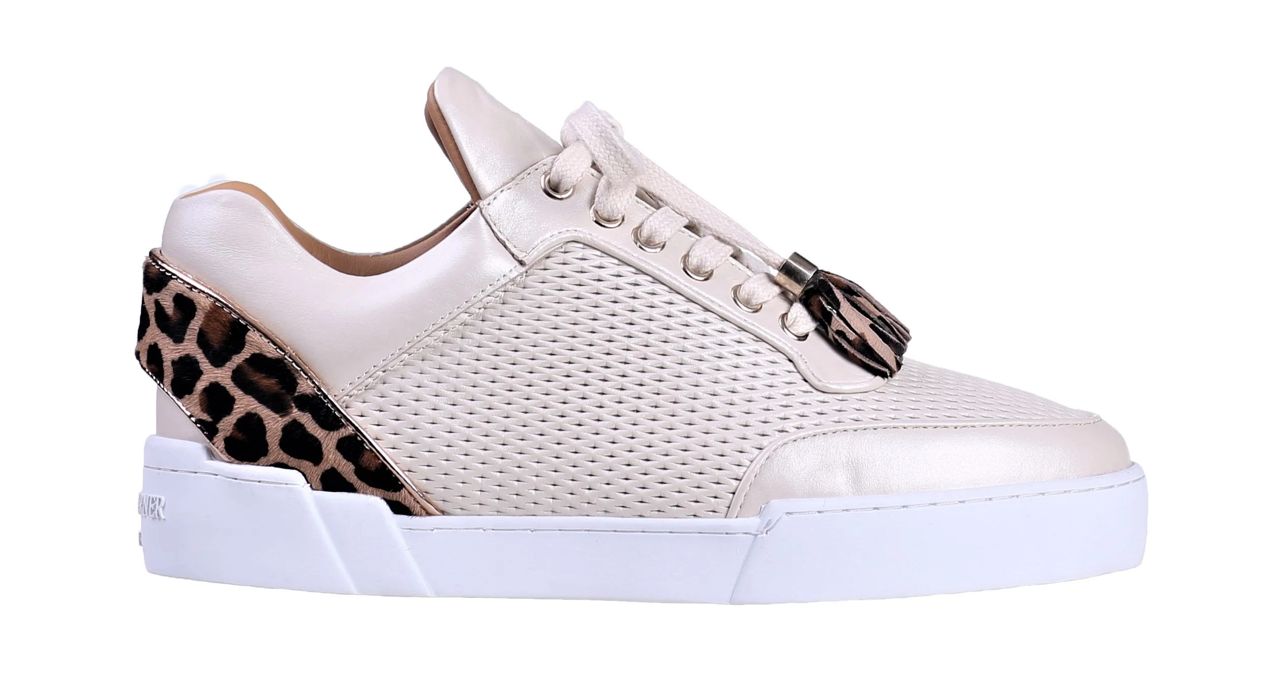 Women's Low-Top Vanilla Cream Silk Finish -Leopard Pony Skin - Image 2