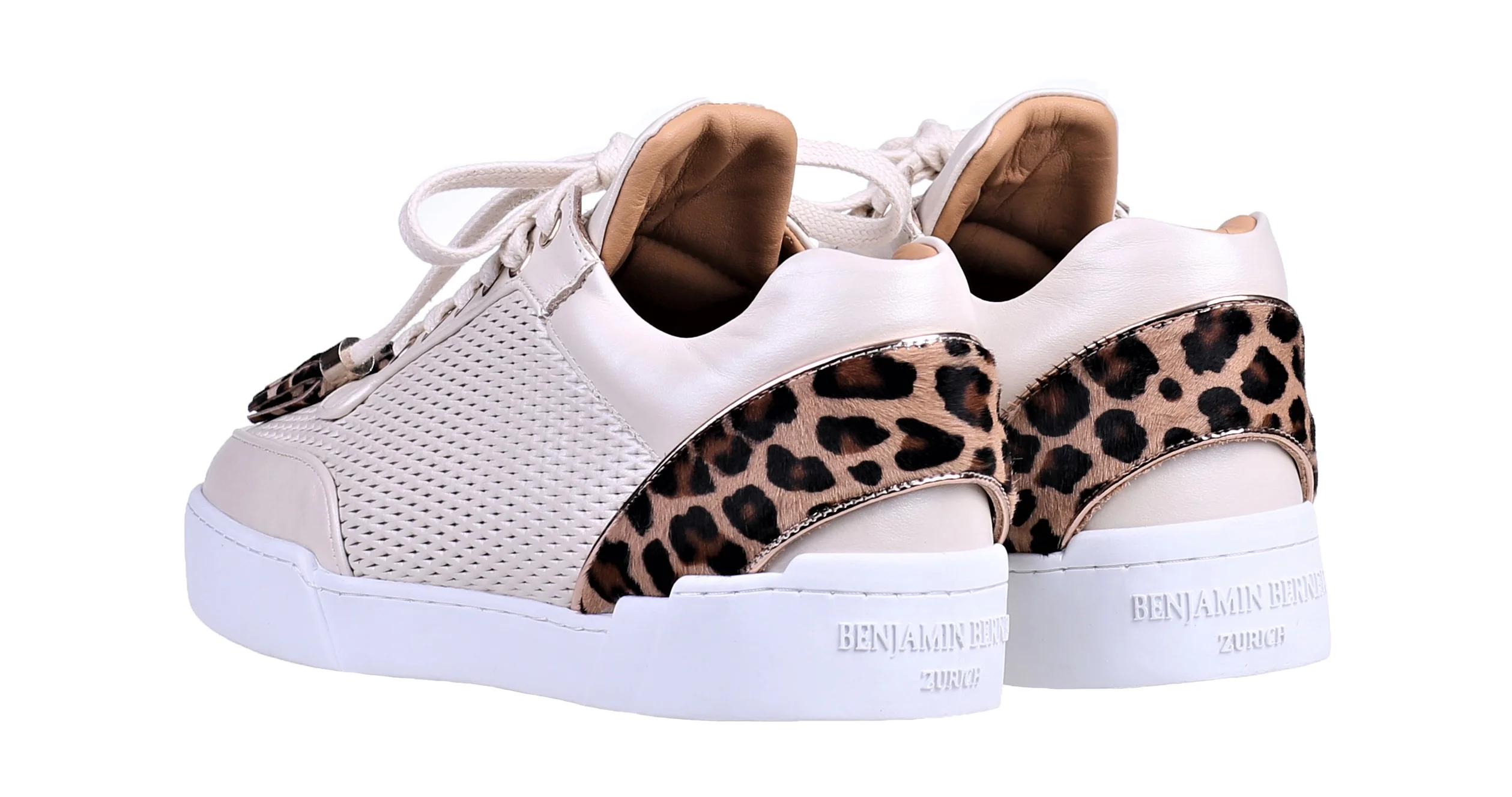 Women's Low-Top Vanilla Cream Silk Finish -Leopard Pony Skin - Image 3