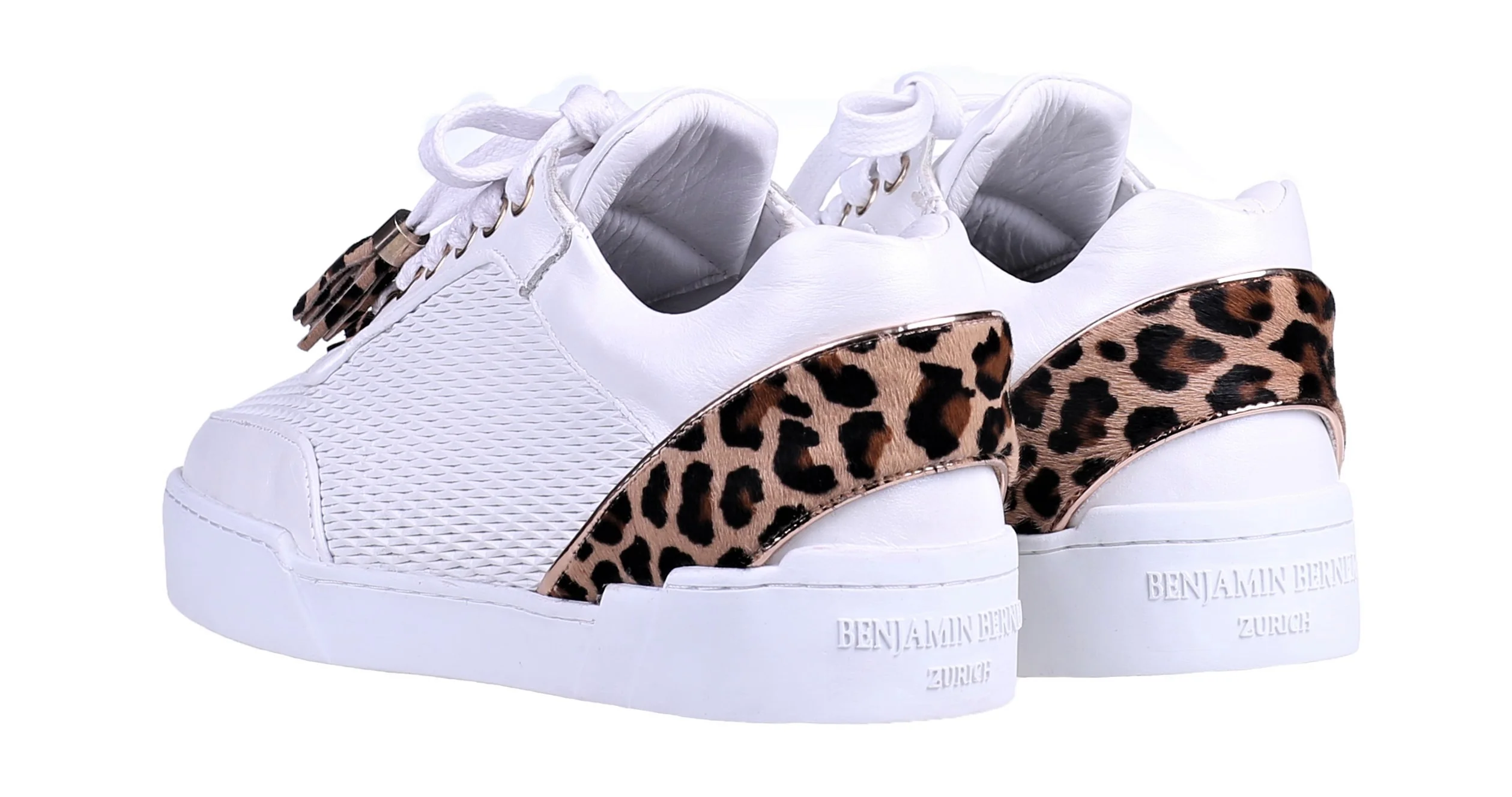 Women's Low-Top White Silk Finish - Leopard Pony Skin - Image 3
