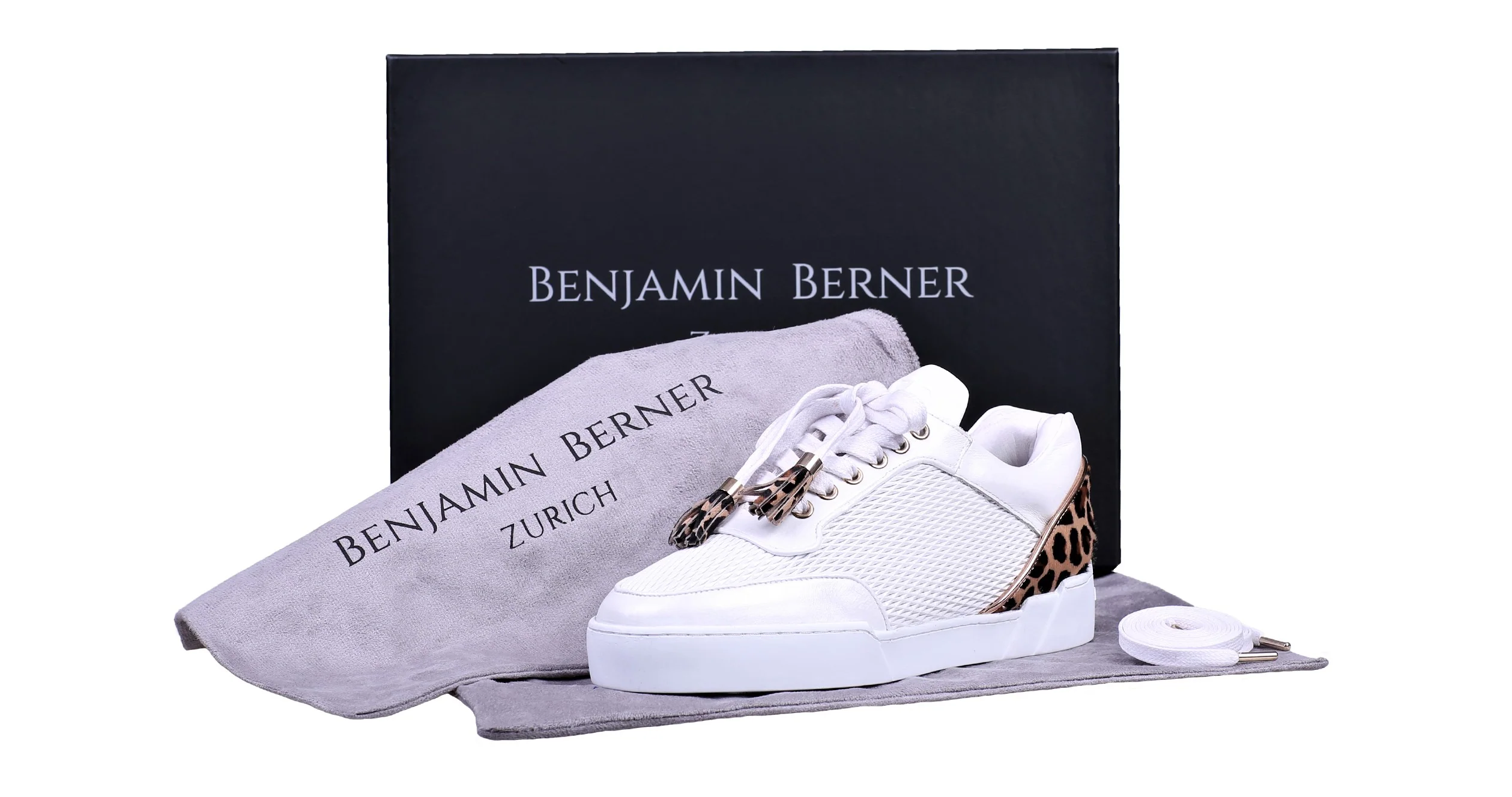 Women's Low-Top White Silk Finish - Leopard Pony Skin - Image 4